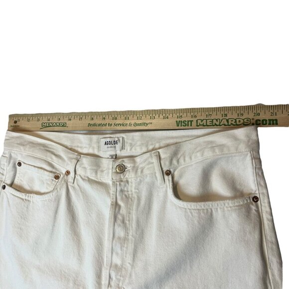 Agolde Women's 34 90s Mid Rise Straight In Fortune Cookie Cream White Button Fly - Picture 11 of 13